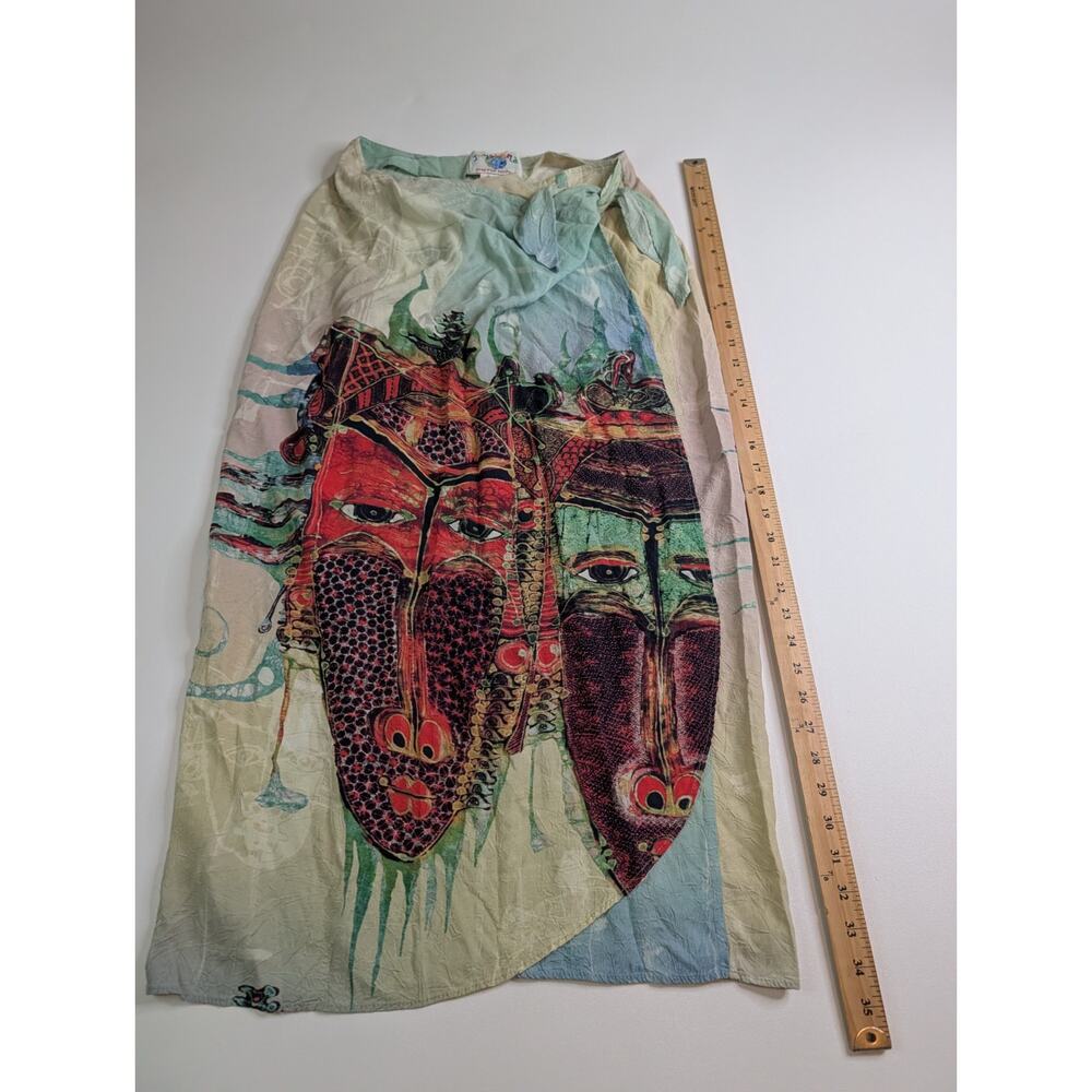 Jam's World Rare Limited Edition Mask Sarong Wrap Skirt Vtg L - Picture 8 of 11